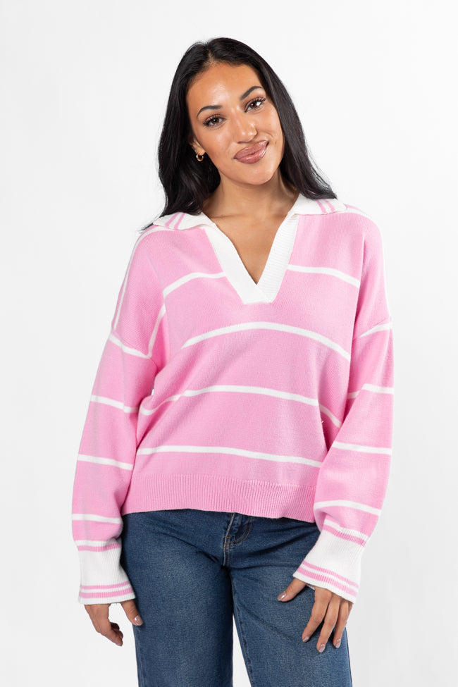 Imagine That Pink Striped Collared Sweater SALE