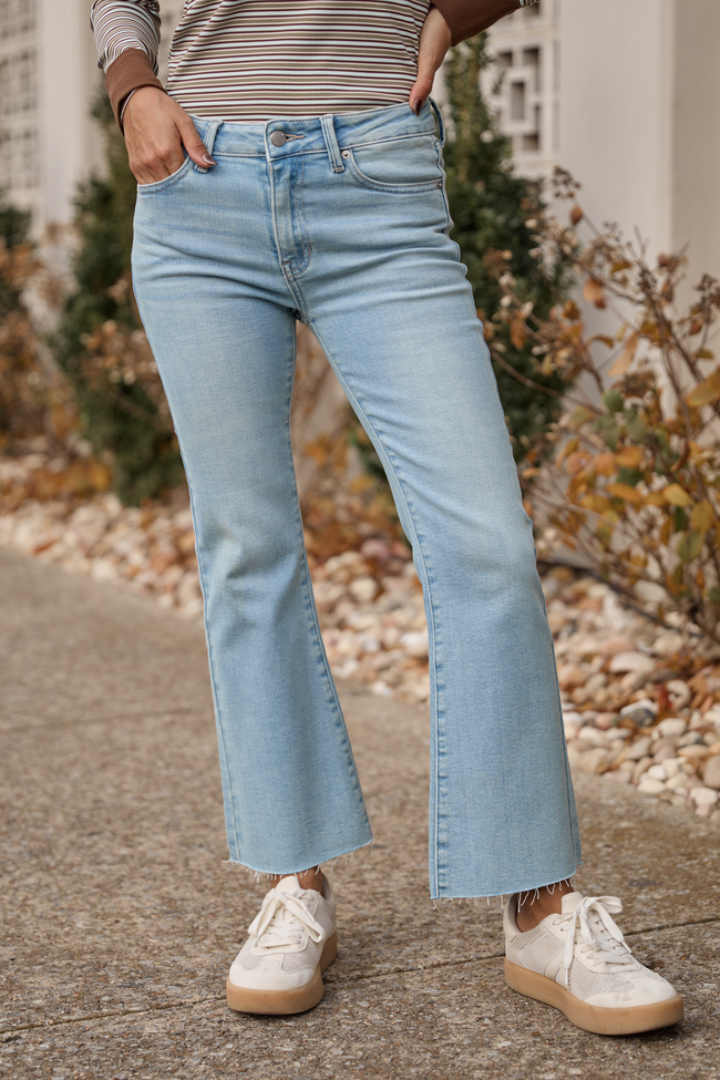 Trista Light Wash Crop Flare Jeans